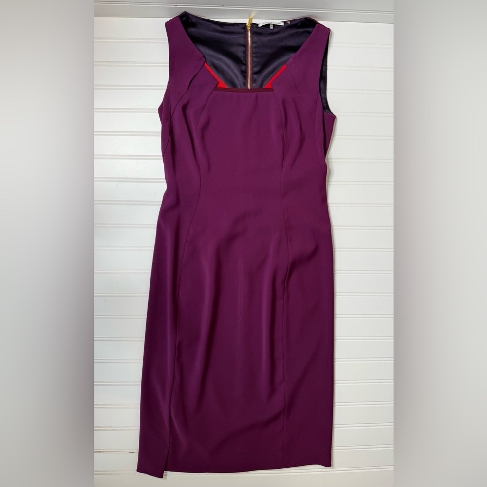 Elie Tahari Sheath Dress 4 Sleeveless Plum Career 1329
